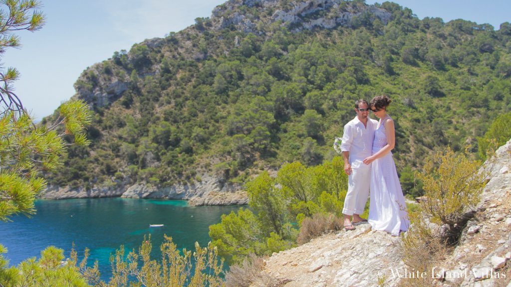 Ibiza wedding - Newly weds overlooking the sea